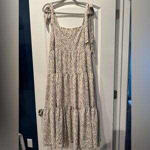 NWOT! Chelsea28 Smocked Midi Dress In Taupe- Lavender Blooms XL